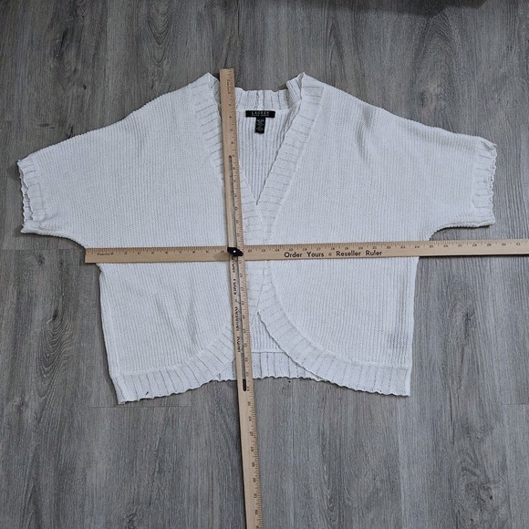 Lauren Ralph Lauren Womens White Knit Open Front Short Sleeve Cardigan One Size - Picture 6 of 9